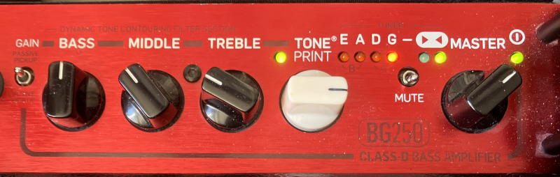 Photo meiner Einstellung am TC-electronic E-BASS-Vestärker für Tuba-Feeling